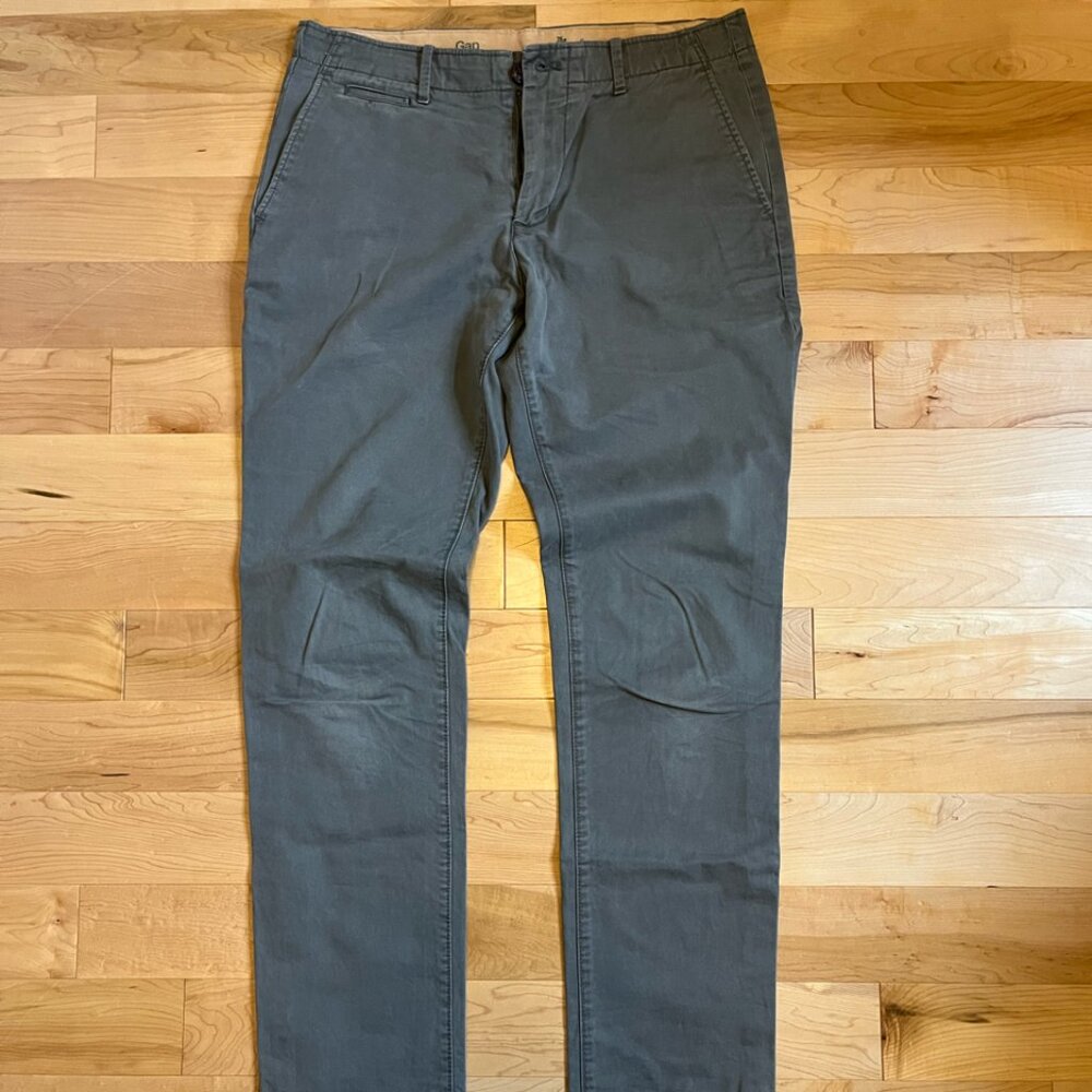 Gap Light Grey Lived In Slim Men's Chinos Pants Size 33x32